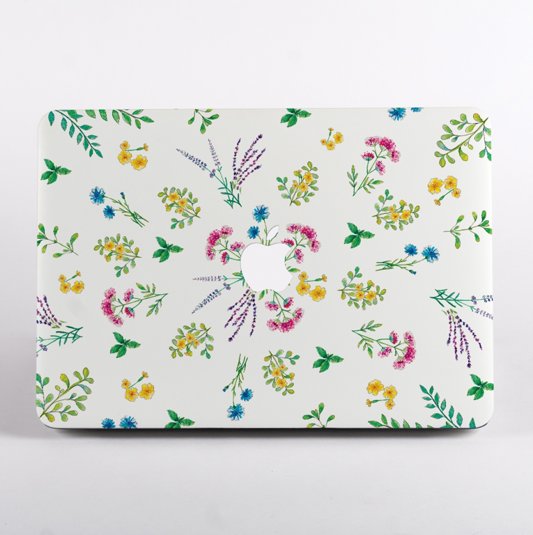 Floral Herbs Pattern MacBook Case Front  | Available at Dessi-Designs.com
