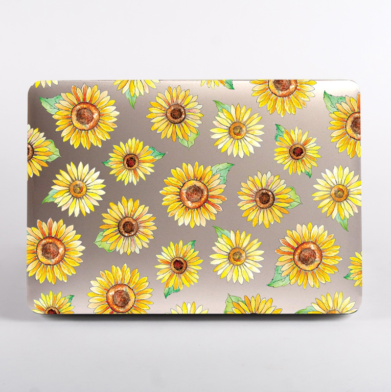 Clear Yellows Sunflowers MacBook Case Front  | Available at Dessi-Designs.com