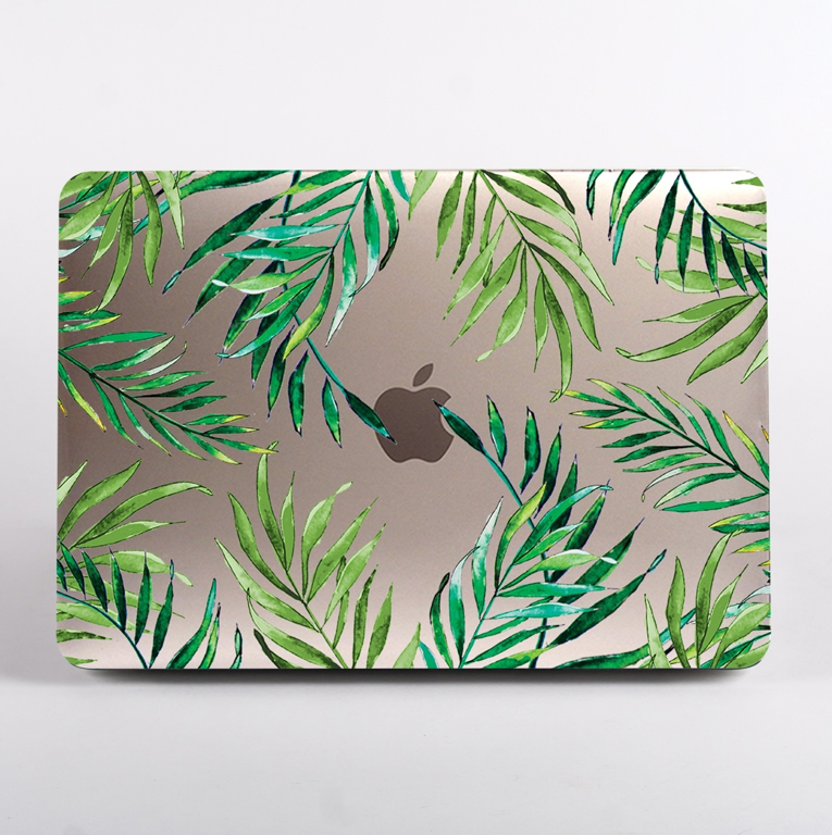 Clear Tropical Leaves Pattern MacBook Case Front | Available at Dessi-Designs.com