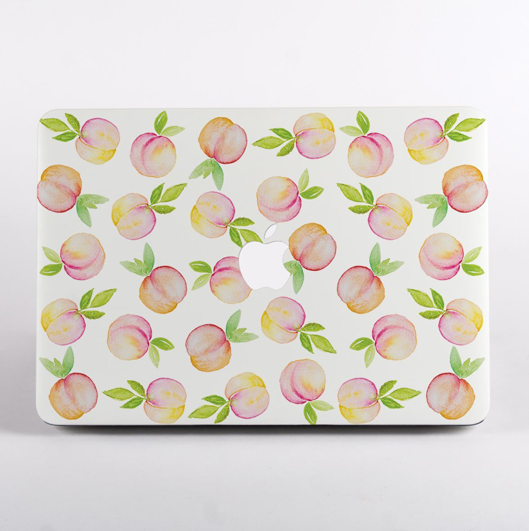 Peaches Pattern MacBook Case Front  | Available at Dessi-Designs.com