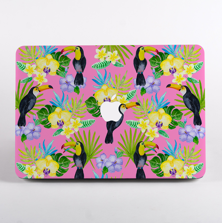 Toucan Birds Pink MacBook Case | Available at www.dessi-designs.com