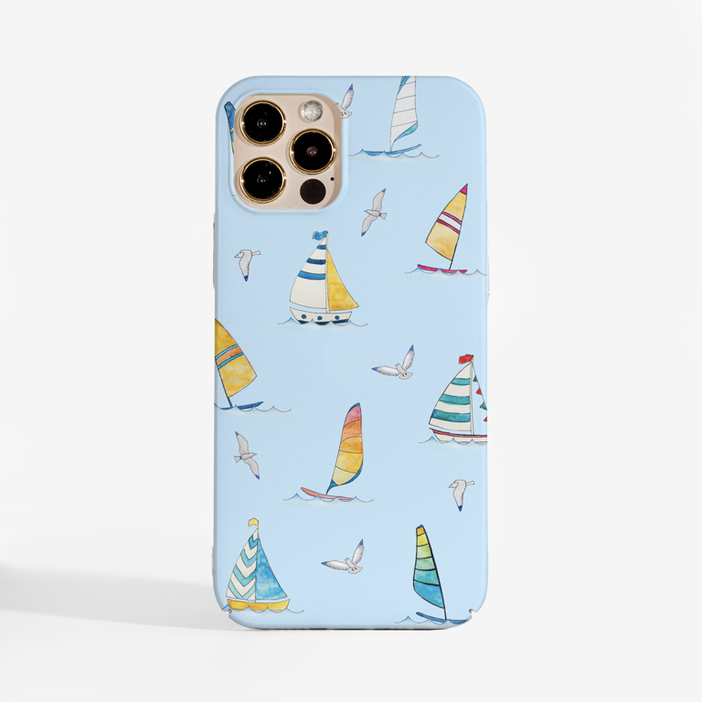 Blue Boats Slimline Phone Case Front | Available at Dessi-Designs.com