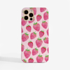 Pink Strawberries Slimline Phone Case Front | Available at Dessi-Designs.com