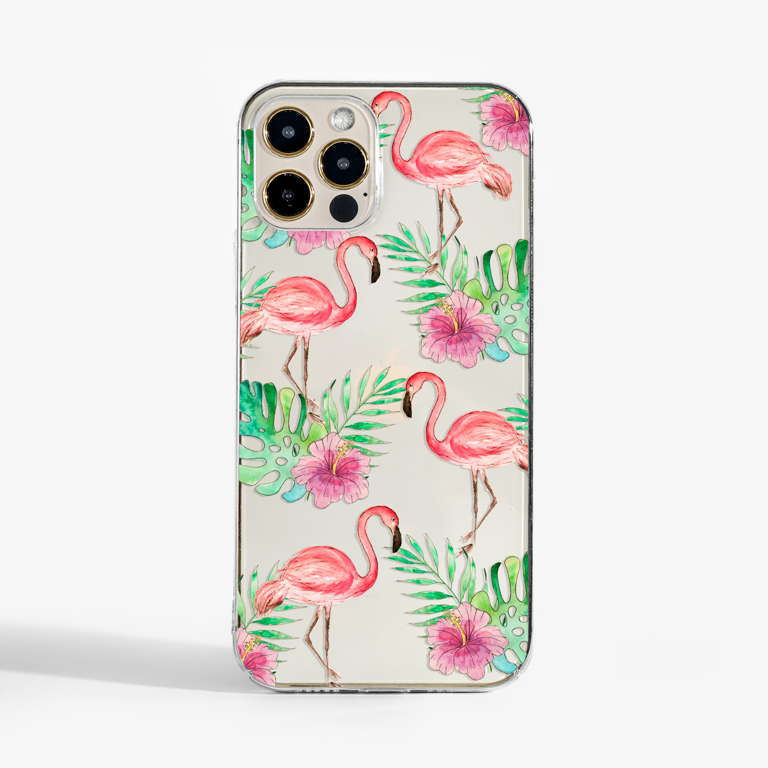 Flamingo Clear Slim Phone Case Front | Available at Dessi-Designs.com