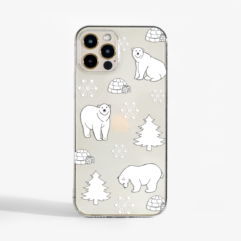 Clear Polar Bears Slimline Phone Case Front | Available at Dessi-Designs.com