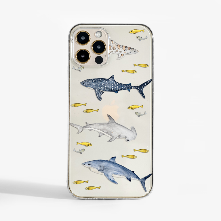 Sharks clear phone case. Available at www.dessi-designs.com