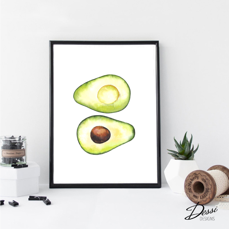 Avocado watercolour print 
