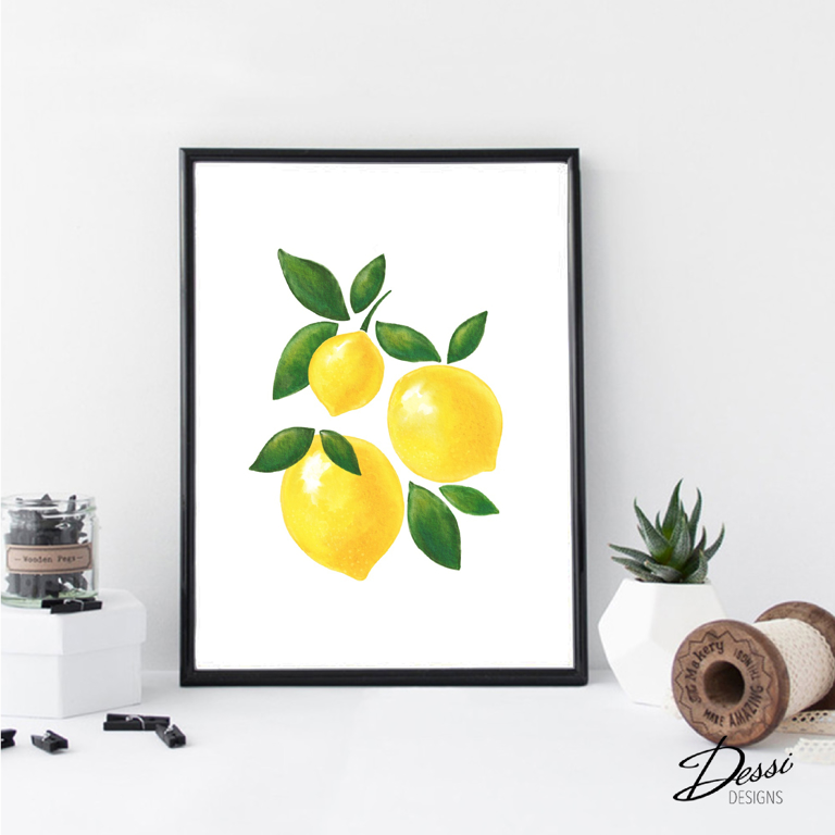 Lemons watercolour  wall print