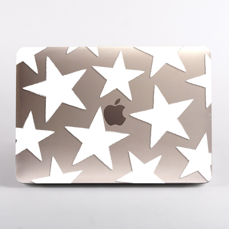 Large White Stars Clear MacBook Case. Available at www.Dessi-Designs.com
