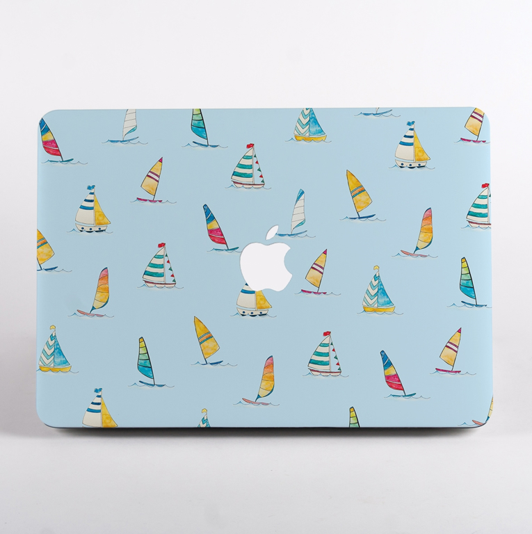 Blue Boats MacBook Case Front  | Available at Dessi-Designs.com