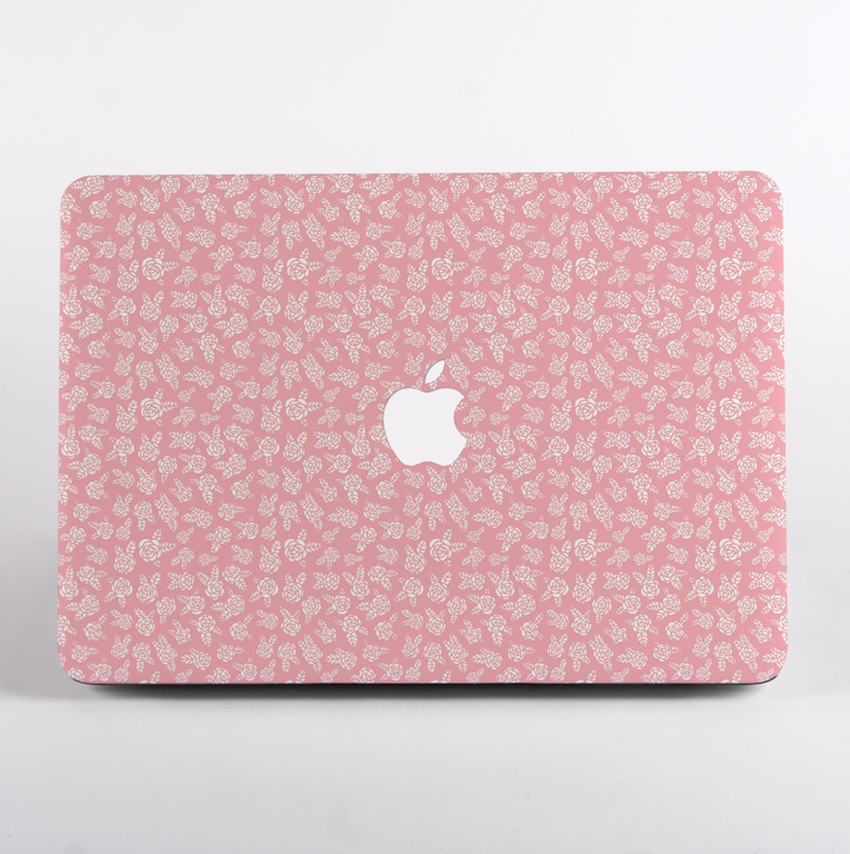 Pink Rosy Rose Pattern MacBook Case Front  | Available at Dessi-Designs.com