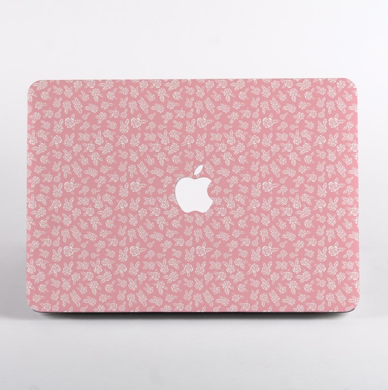 Floral MacBook Case with Rose Pattern in a pastel pink