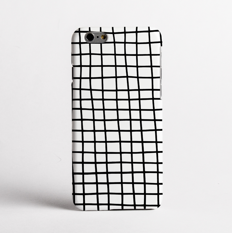 Black on White Cross Stripes Clear Bumper Phone Case Front | Available at Dessi-Designs.com