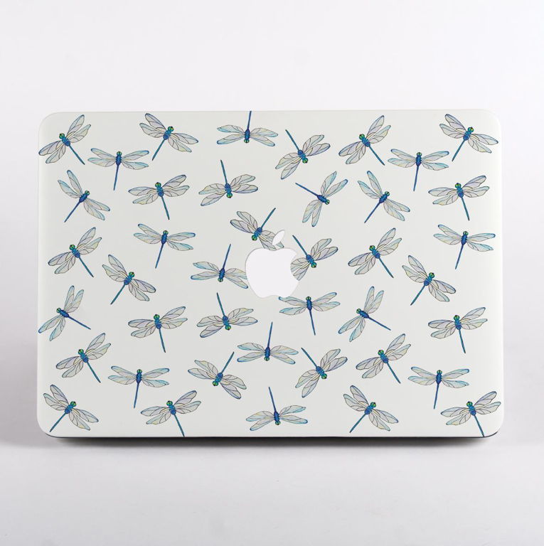 Dragonflies pattern White MacBook Case Front  | Available at Dessi-Designs.com