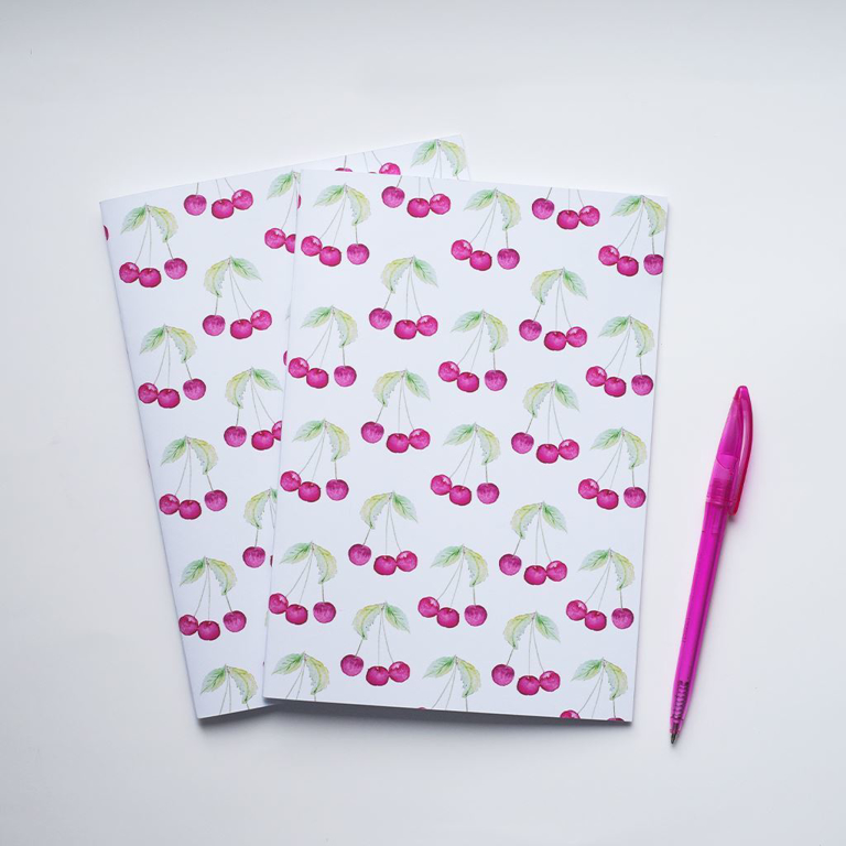 Pink Cherries notebook | Available at Dessi-Designs.com