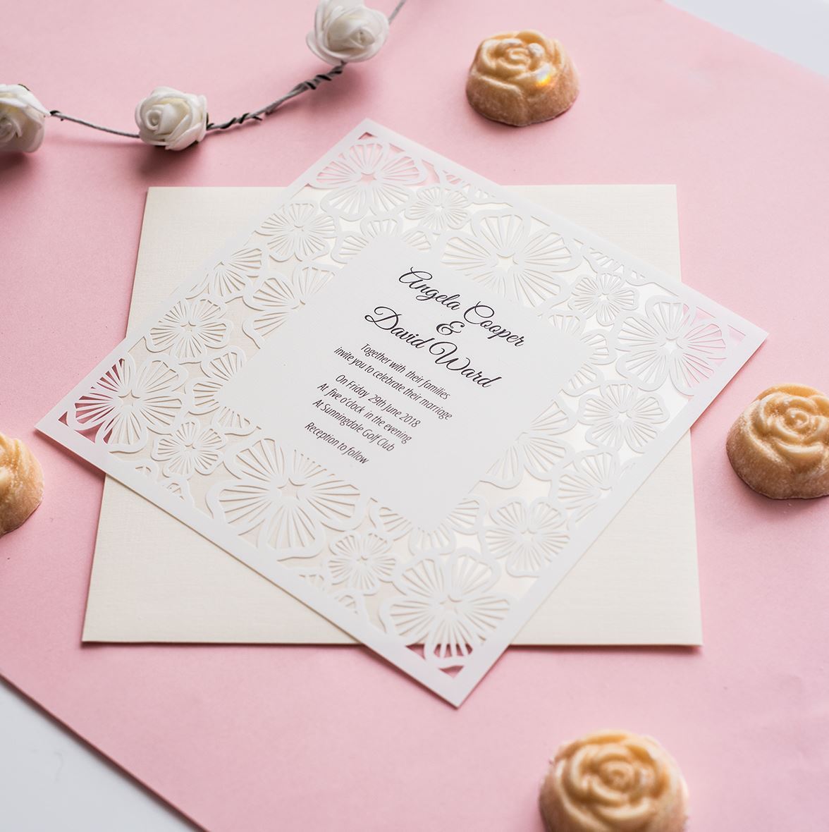 &#039;Floral Lace&#039; wedding invites | Dessi Designs. Dessi Designs