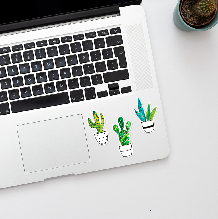 Cactus Laptop Vinyl Stickers | Available at www.dessi-designs.com