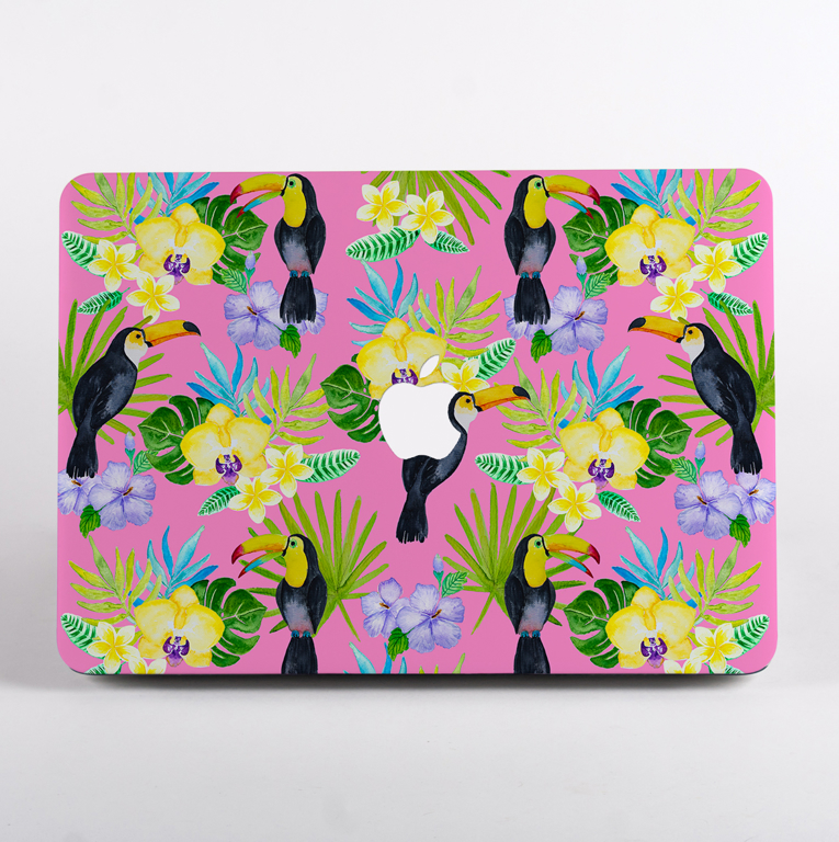 Toucan Birds Pink MacBook Case | Available at www.dessi-designs.com