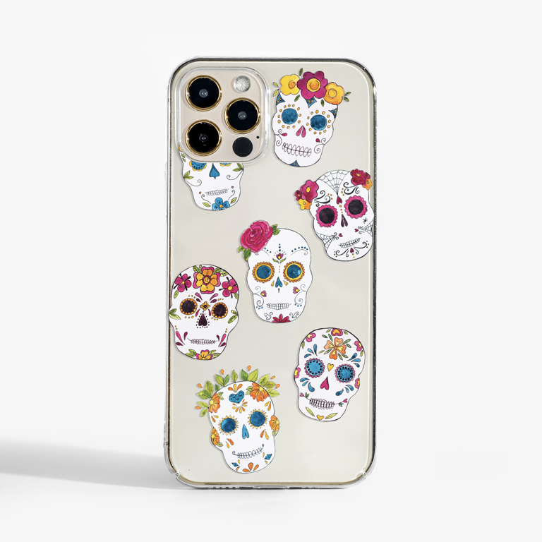 Day of the Dead Clear Slimline Phone Case Front | Available at Dessi-Designs.com