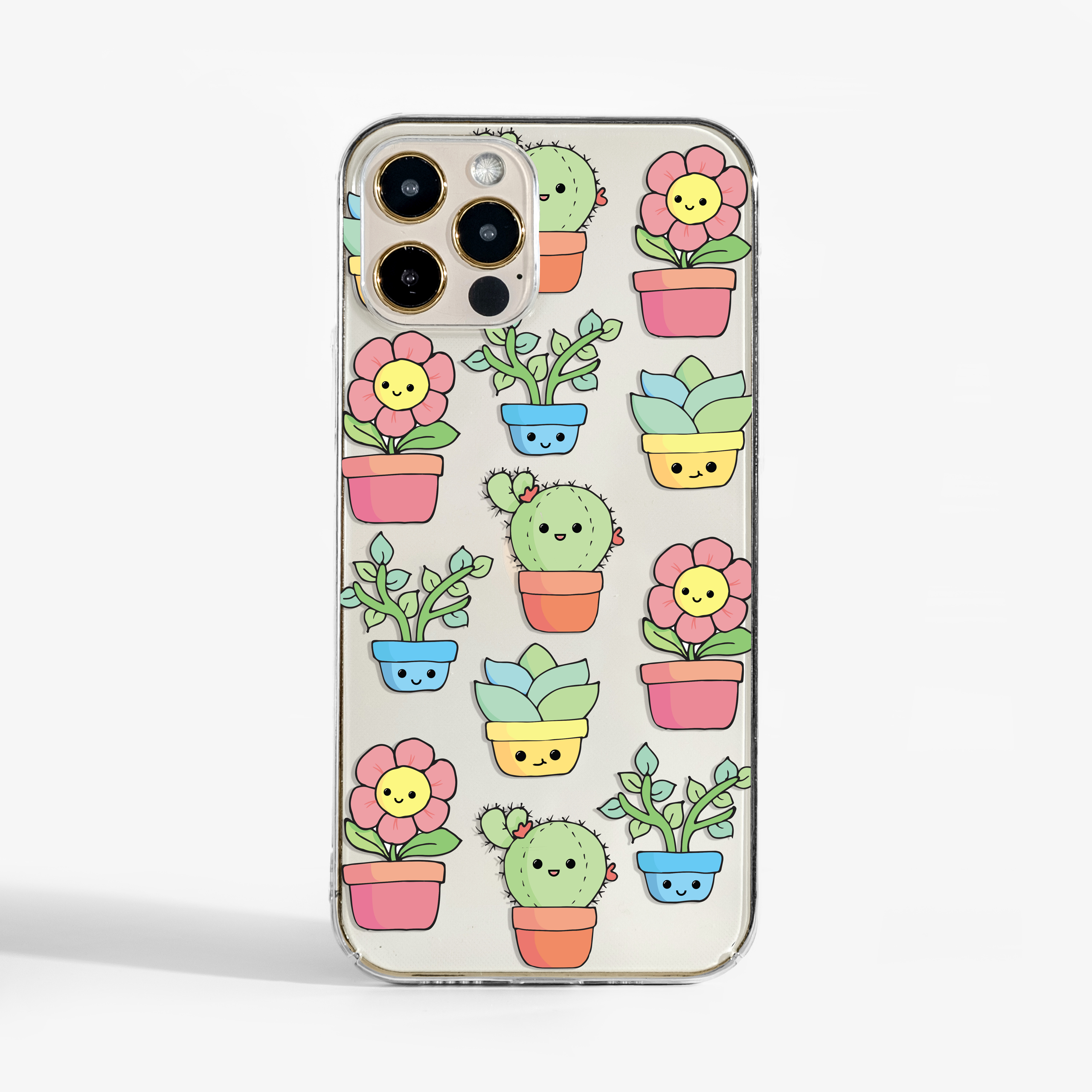 Charming Green Plants Illustration: Cute Phone Case with Soft