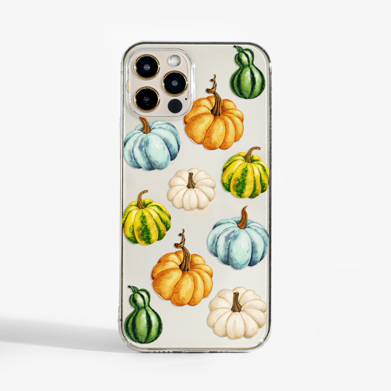 Watercolour Pumpkins clear phone case - available at www.dessi-designs.com