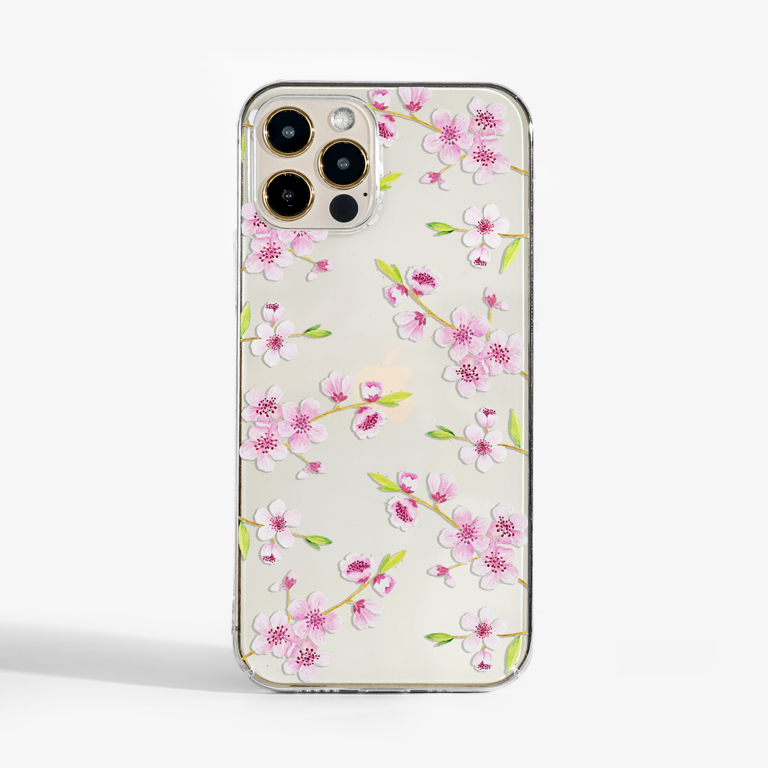 Cherry Blossom Clear Phone Case | Available at www.dessi-designs.com