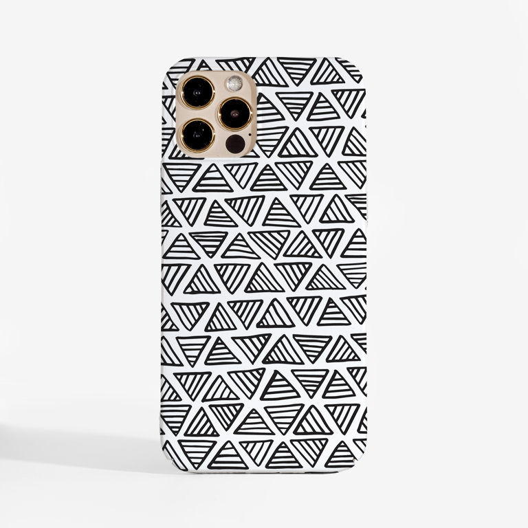 White Triangles Phone Case front Available at www.Dessi-Designs.com