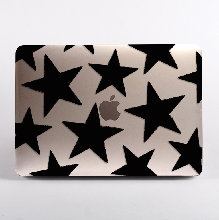Large Black Stars Clear MacBook Case. Available at www.Dessi-Designs.com