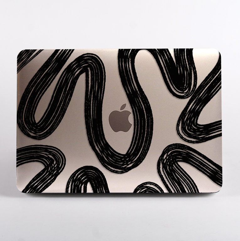 Black Abstract Lines MacBook Case. Available at www.dessi-designs.com