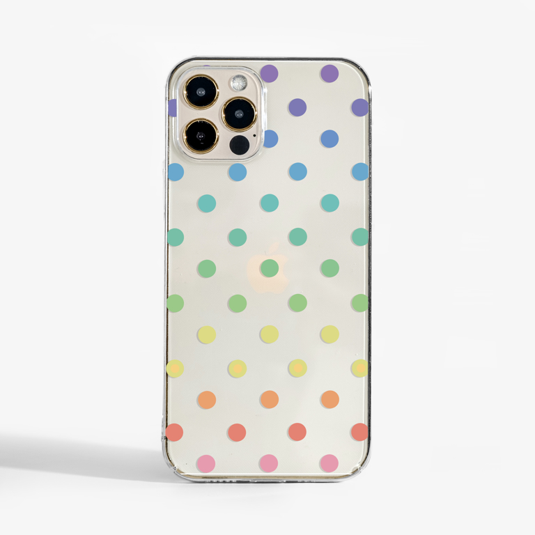 Rainbow Polka Dots Clear Phone Case 