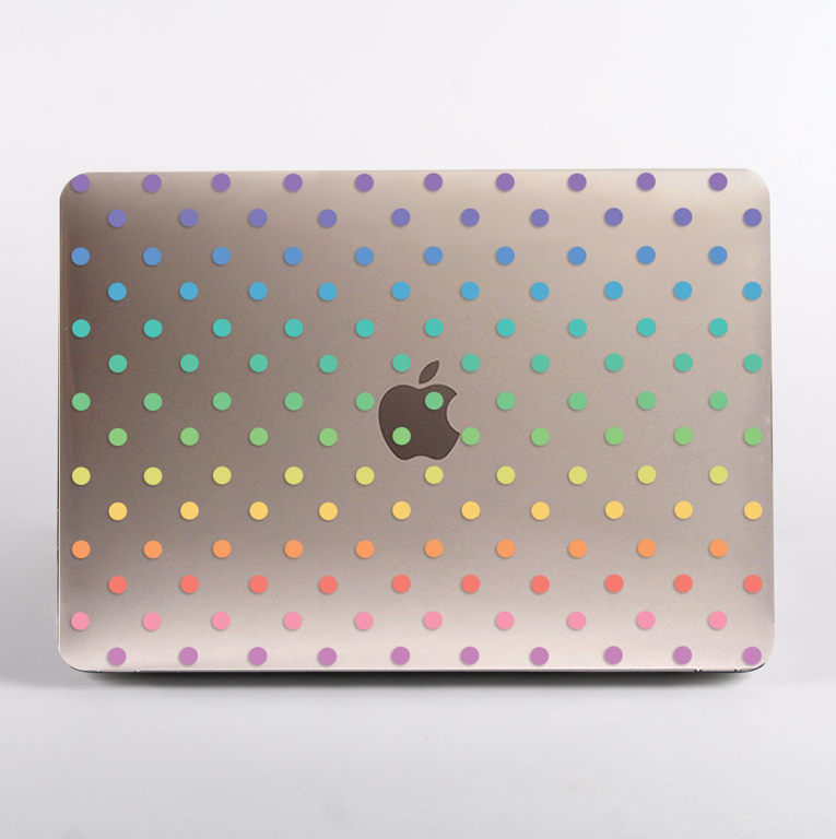 Rainbow Polka Dots Clear MacBook Case