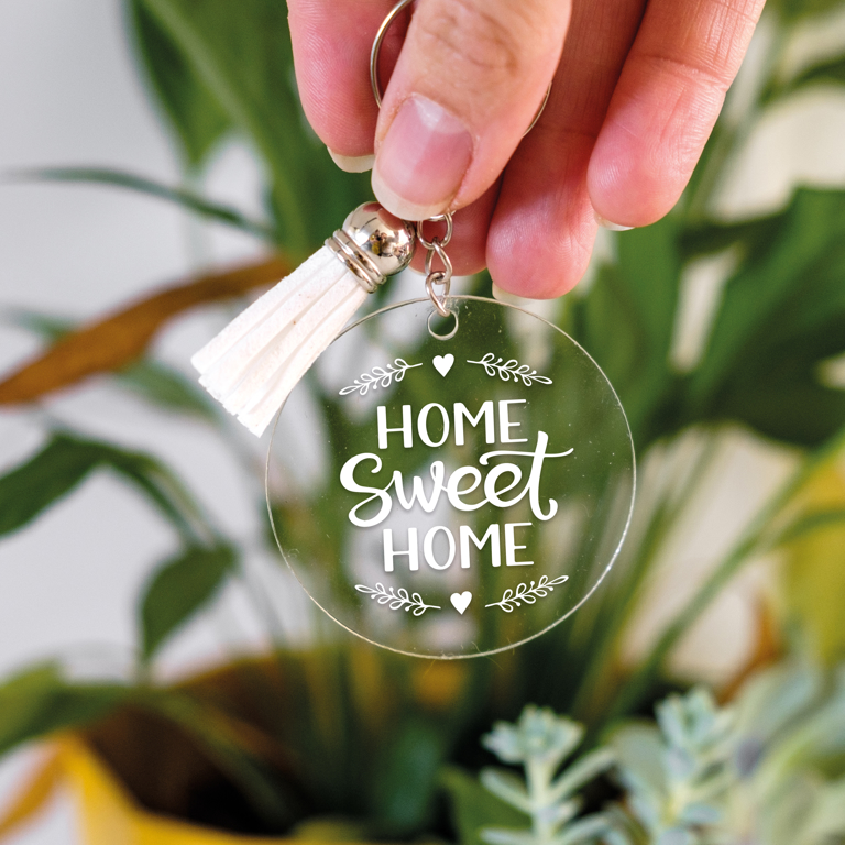 Home Sweet Home Acrylic Keyring . Available at www.Dessi Designs.com