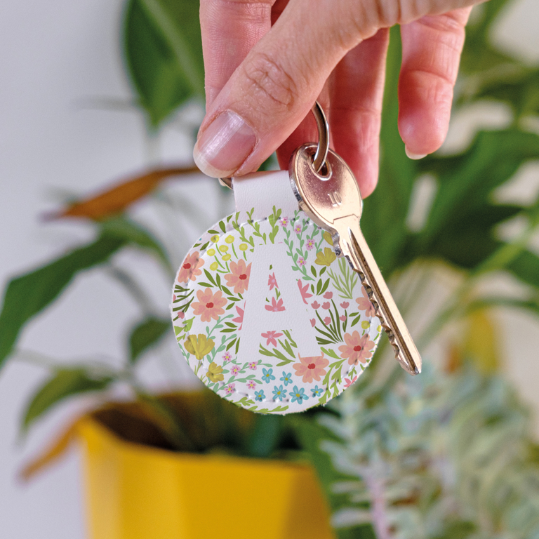 Floral Monogram Keyring 