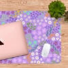 Purple Flowers desk mat made out of soft anti slip fabric