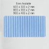 Coastal-style desk mat with soft blue and white stripes available 3 sizes